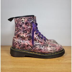 DR. MARTENS Pink London Icons Leather Boots Size 5 UK MADE In England US Size 7